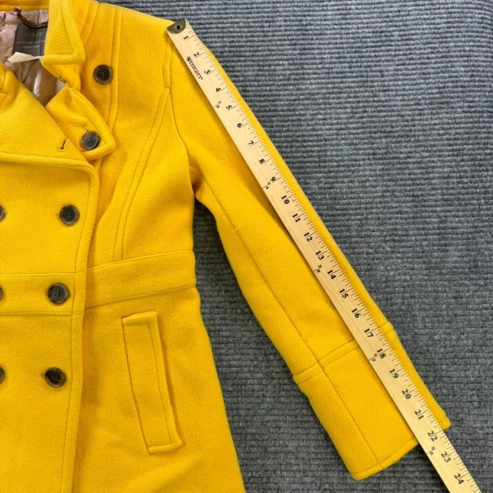 J.Crew Stadium Cloth Nello Gori Yellow Wool Blend Pea Coat Jacket Womens 0 - Picture 12 of 13